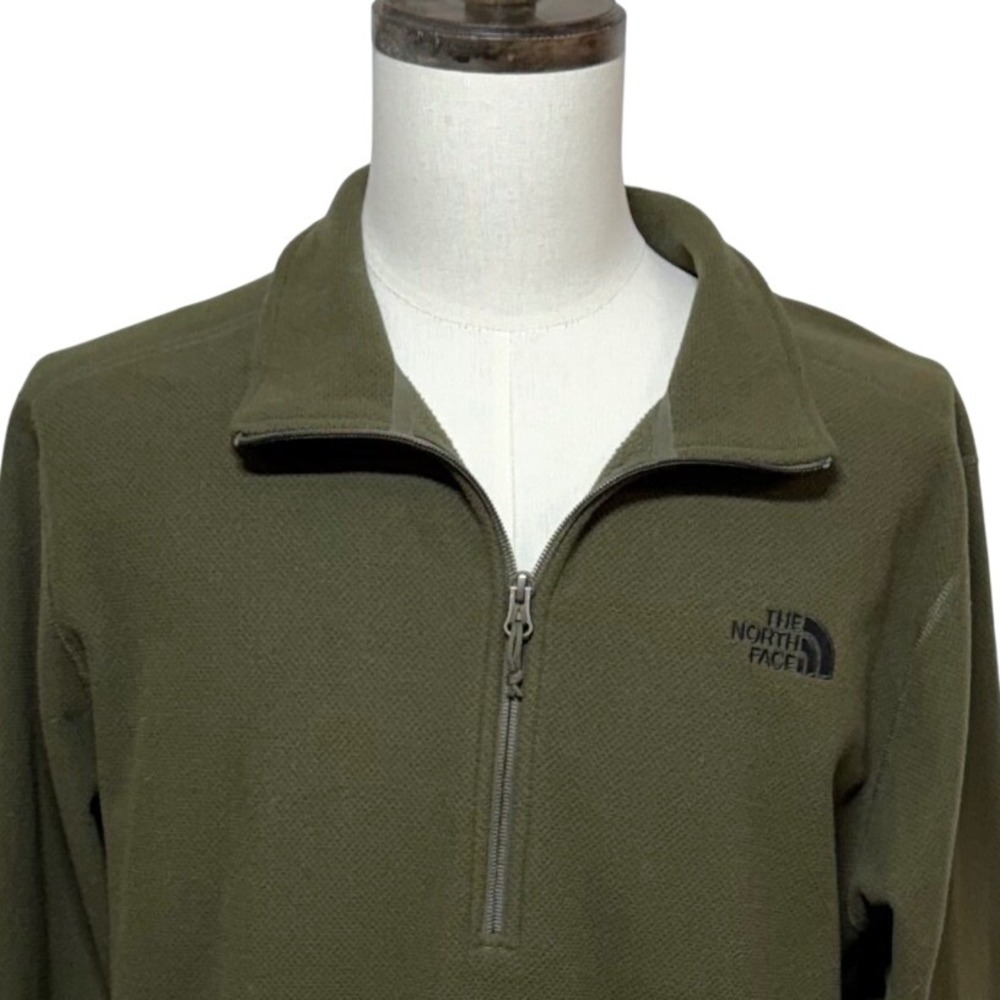 The North Face 1/4 Zip Pullover Mens XL Green Textured Cap Rock Fleece Hiking